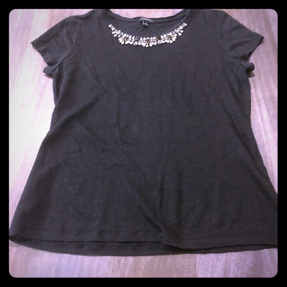 Ann Taylor bejeweled linen top